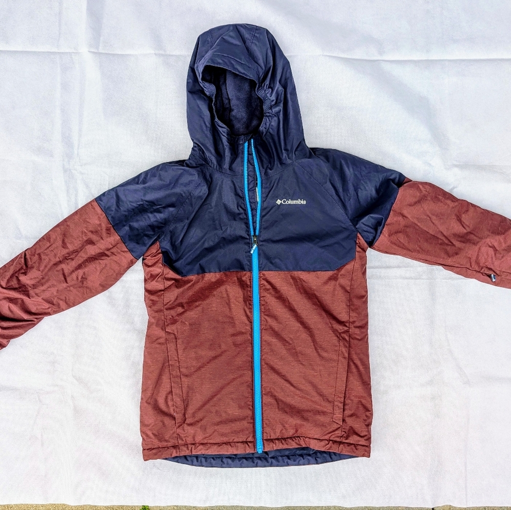 Columbia Kids' Puffer Jacket in Navy and Maroon, boys size L 14/16